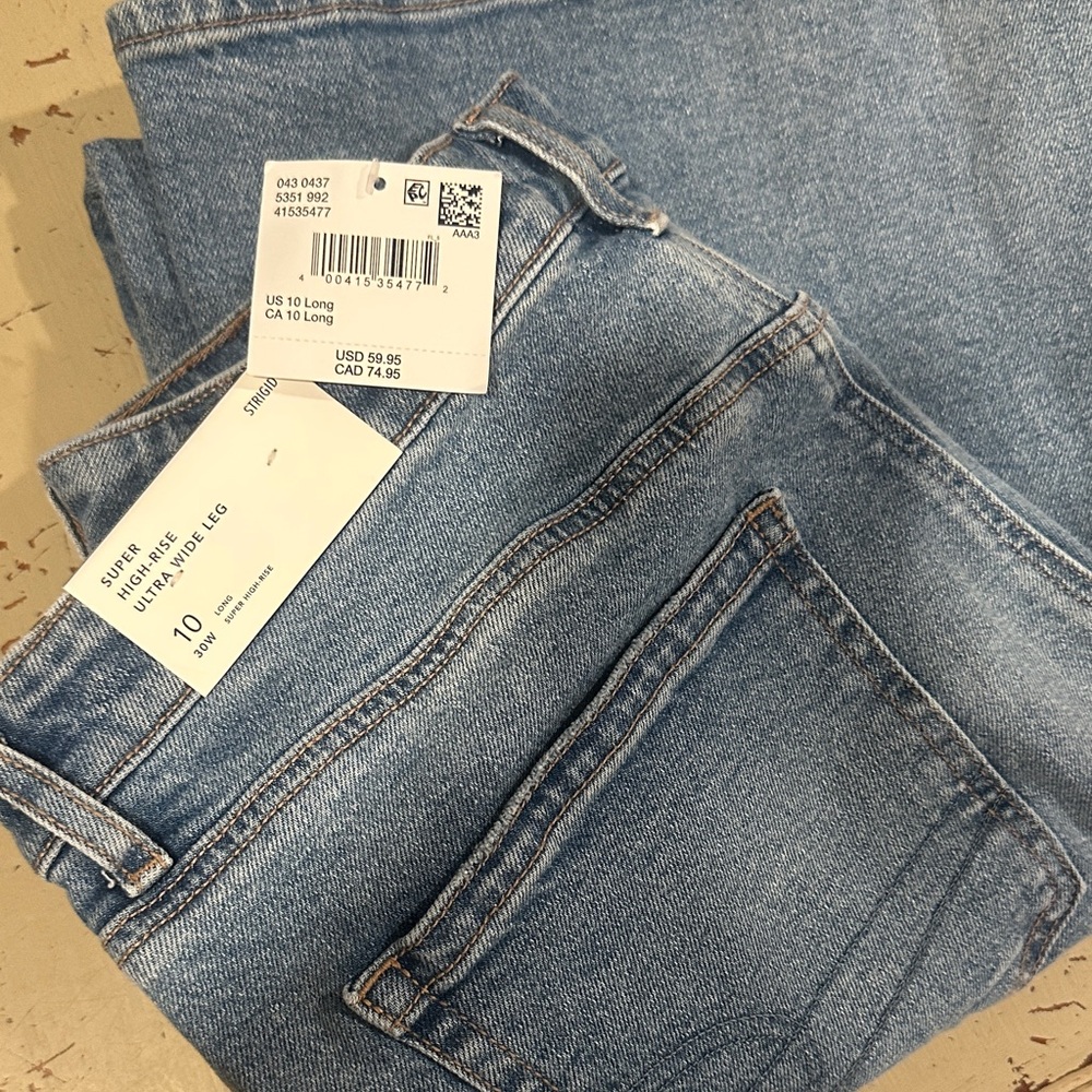 American Eagle Outfitters super high-rise Light Blue ultra Wide-Leg Jeans - Picture 8 of 8